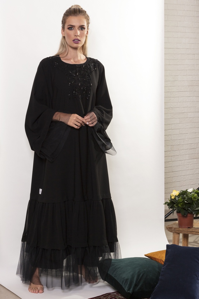 Beading on Collar Abaya