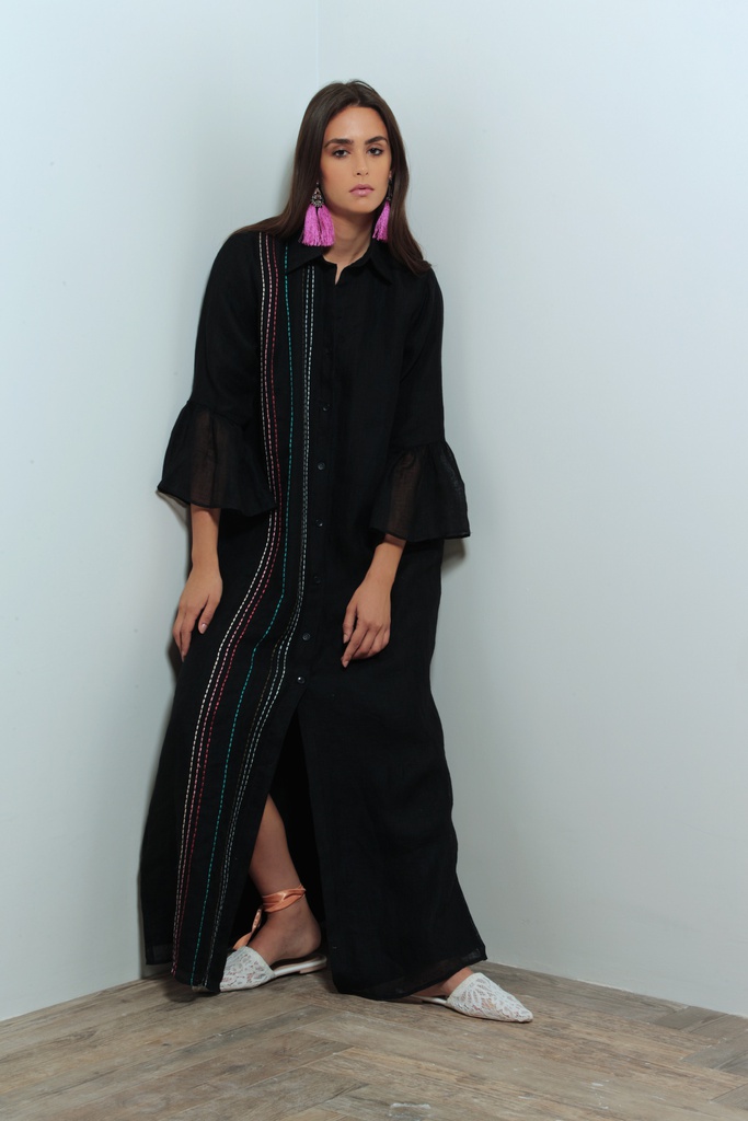 Black Linen botton down