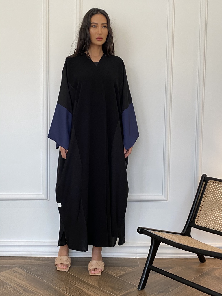 Box Cut Navy Sleeves Abaya