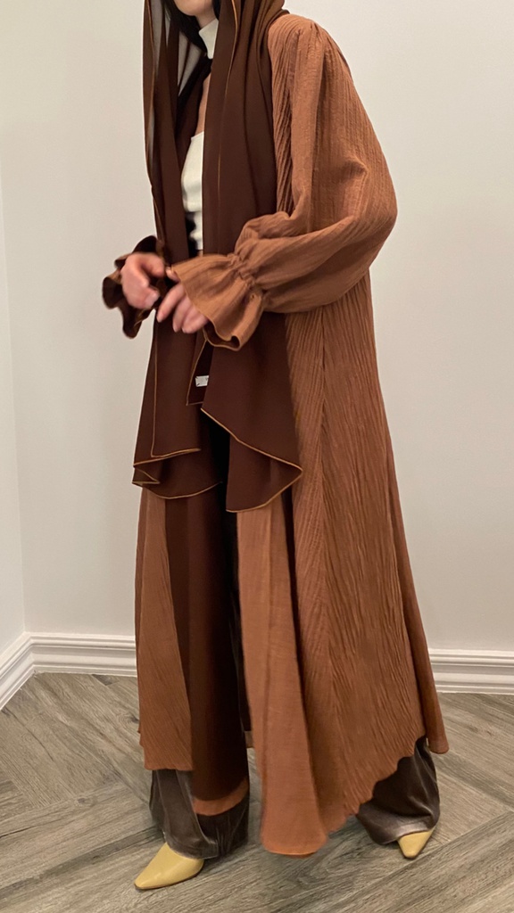 Crushed brown linen with shefon lining