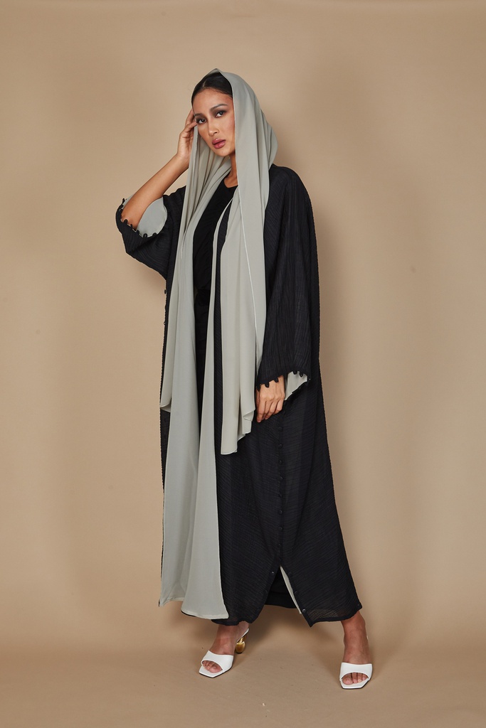 Crushed linen in black with loop