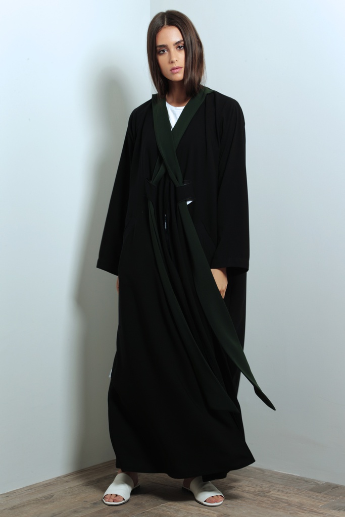 Green cross front belts Abaya