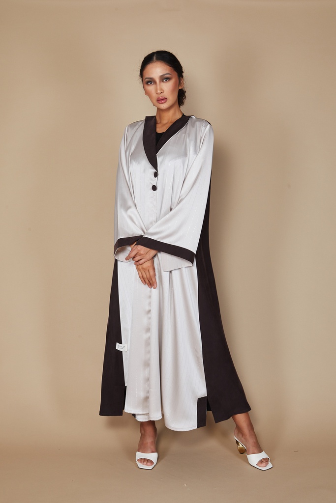 Jacket Abaya tinsel and brown details
