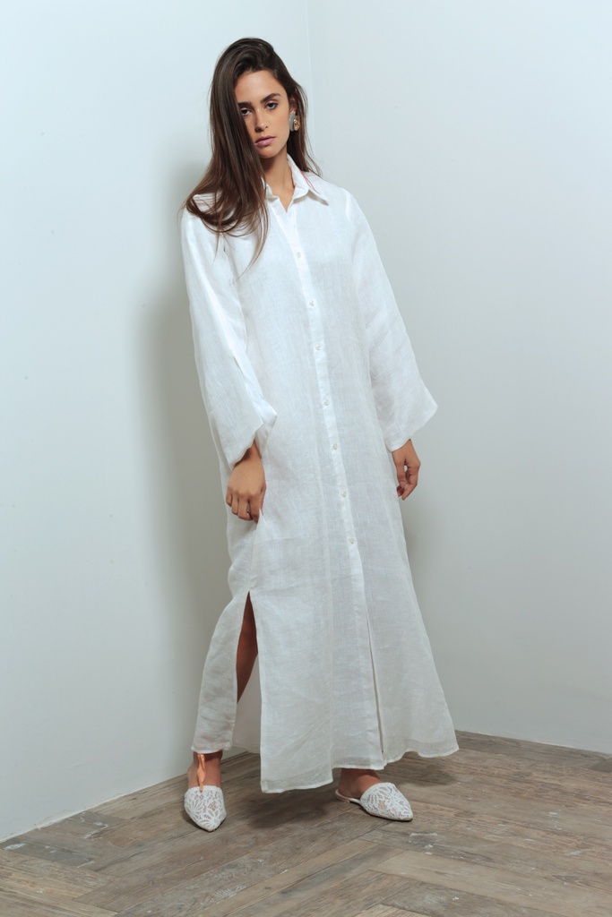 Linen botton down shirt dress