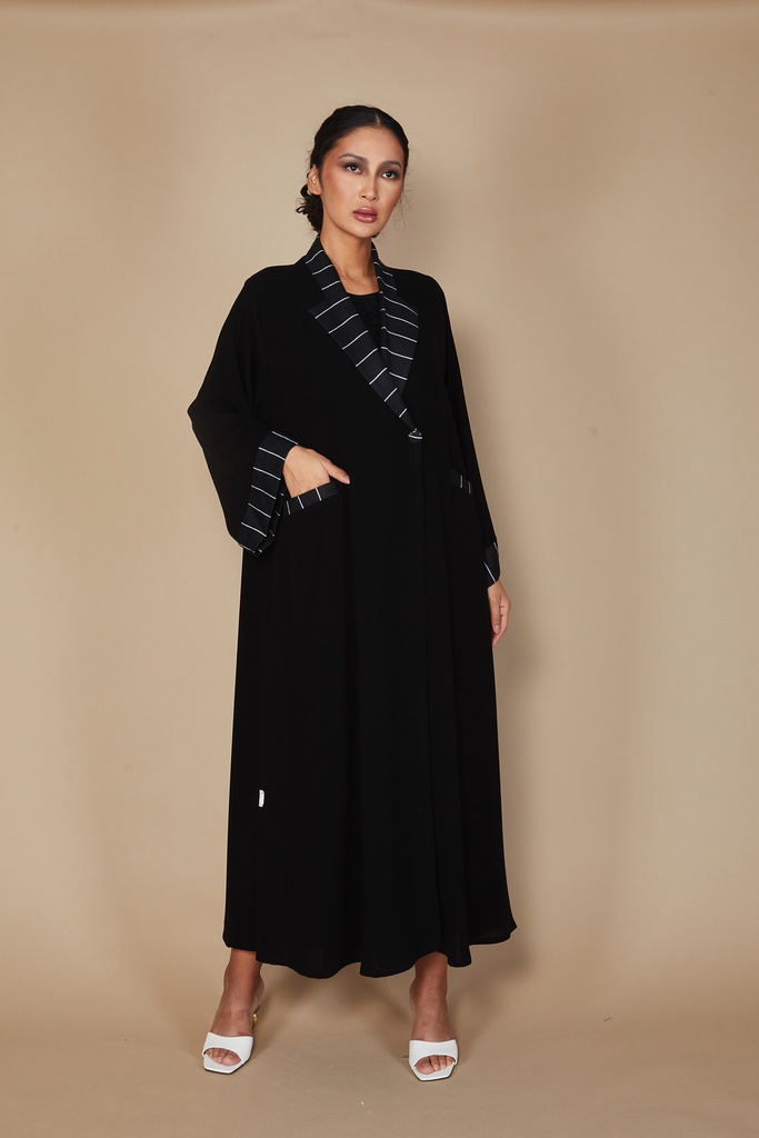 Linen stripped jacket Abaya