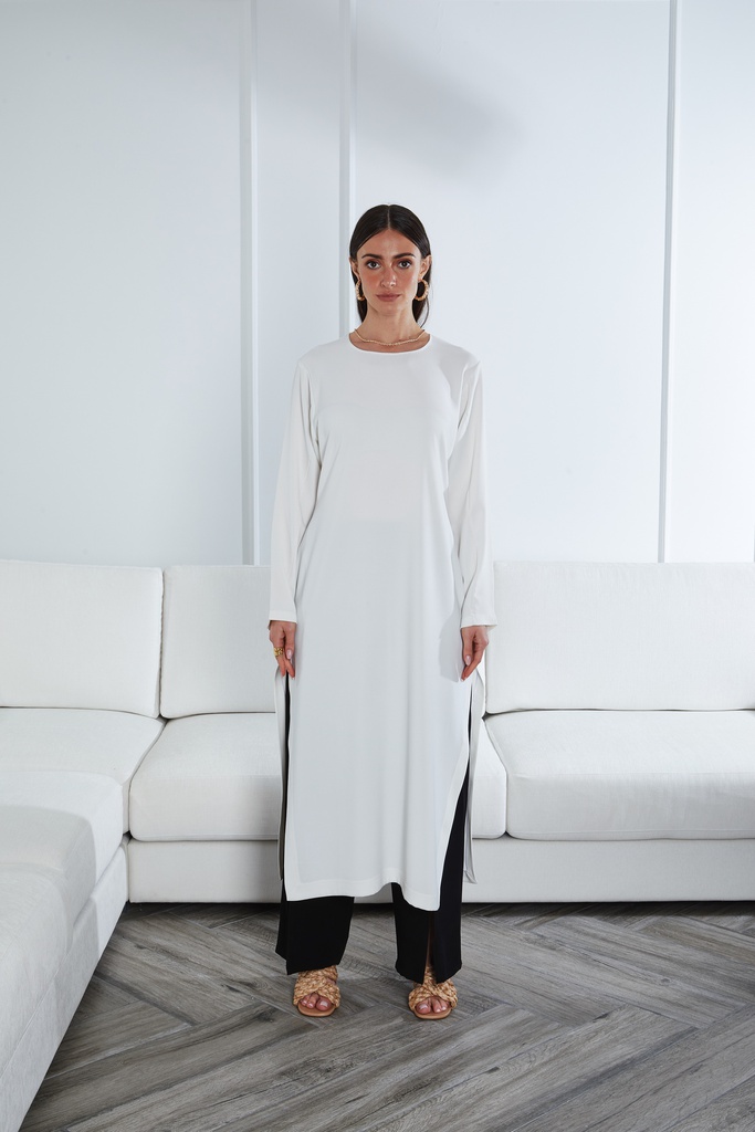 Long sleeve tailored midi dress with side slits