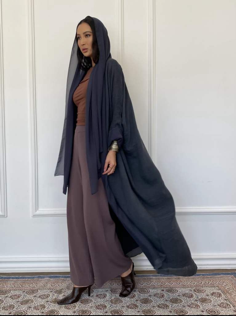 Maria, Reversible linen Abaya in Navy 