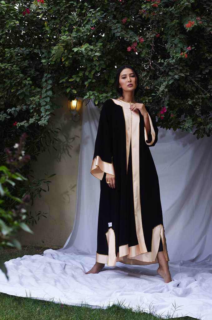 The Peach Silk A line Abaya
