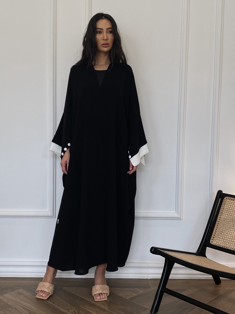 The black and white double layer sleeve Abaya