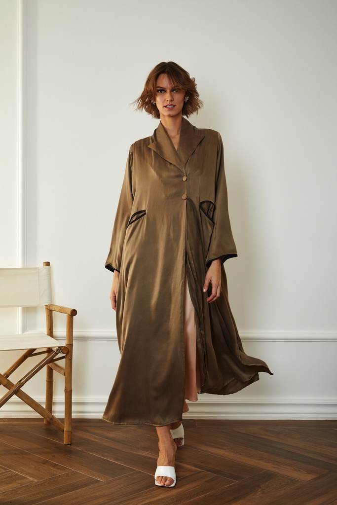 The brown silk jacket