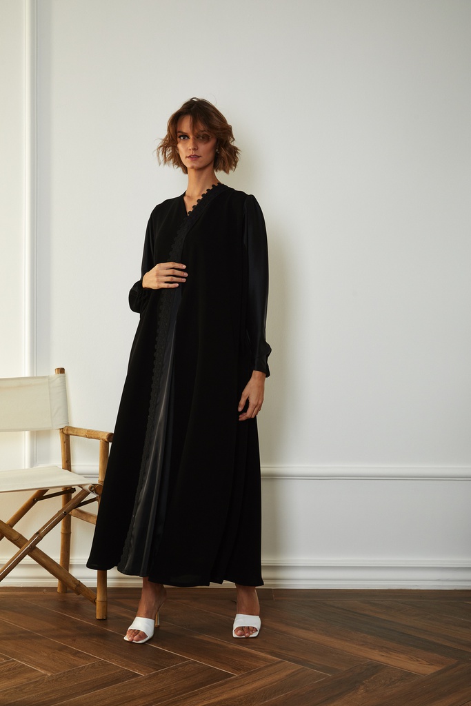 The silk front draping with lace