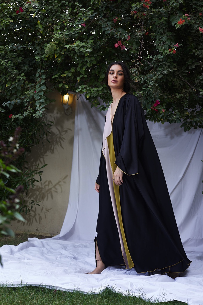 The yellow overlock with pink and gold silk