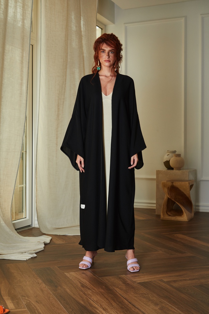 classic trim square cut Abaya