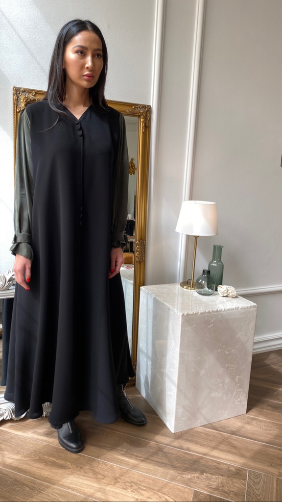simple buttoned sleeve abaya